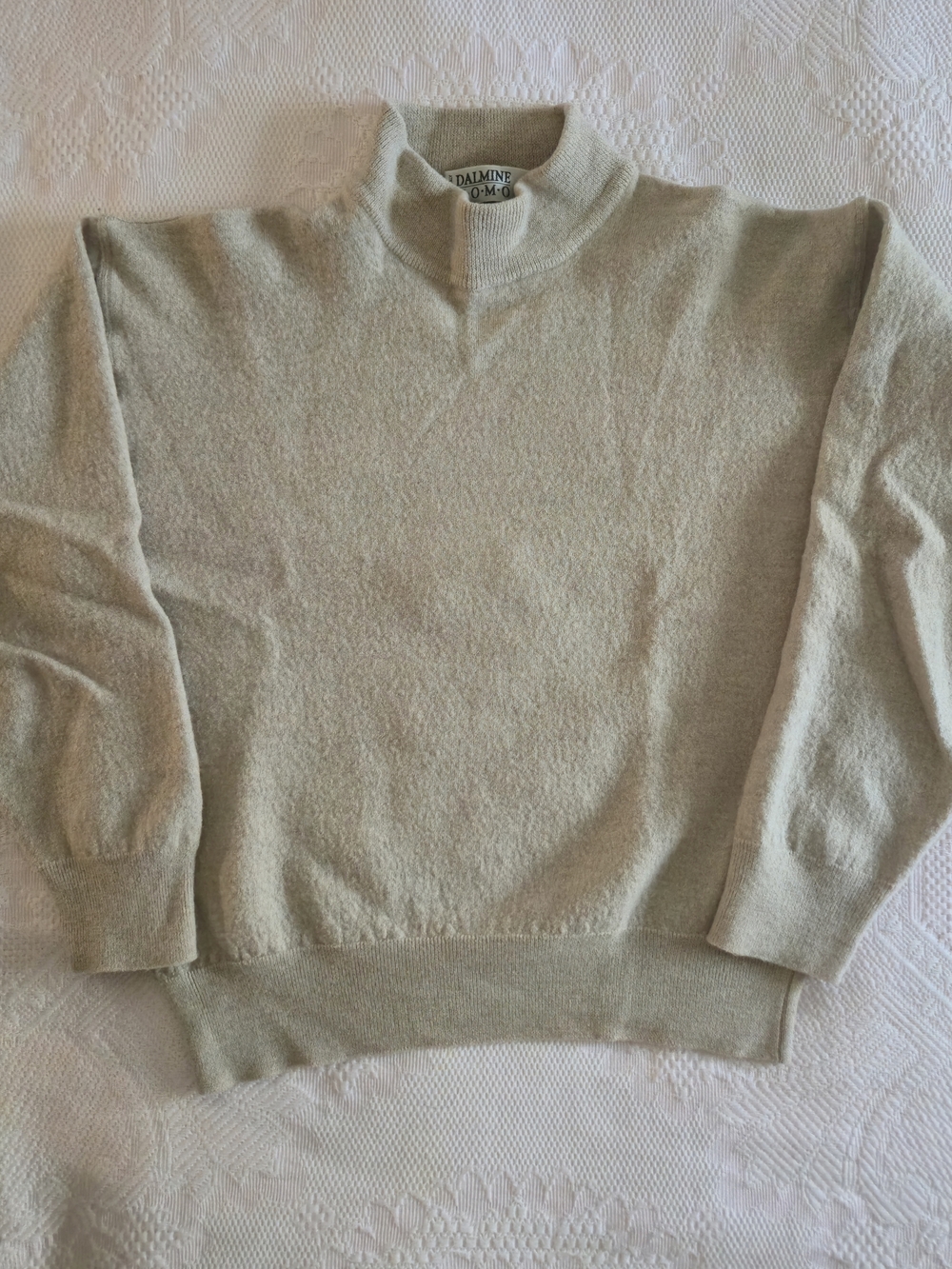Dalmine Women's Pure New Wool Light Beige Crewneck Italian Sweater Size M or L